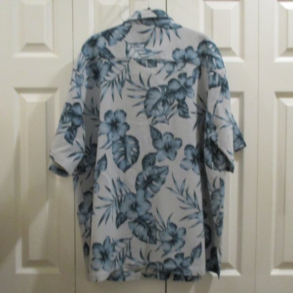 Kona Kai Hawaiian Shirt sz 2XL Textured Silk Blue - Picture 6 of 9